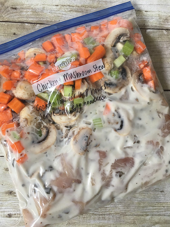 crockpot freezer meal chicken and mushroom stew