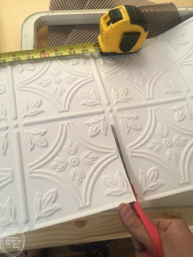 Glue up ceiling panels are an easy way to update a ceiling in a camper (or home). These panels covered up some water damage after the roof was repaired.