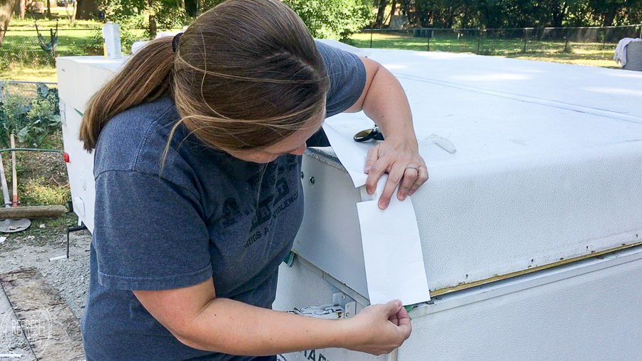 using eternabond tape on pop up camper roof to seal the seams under the trim edges
