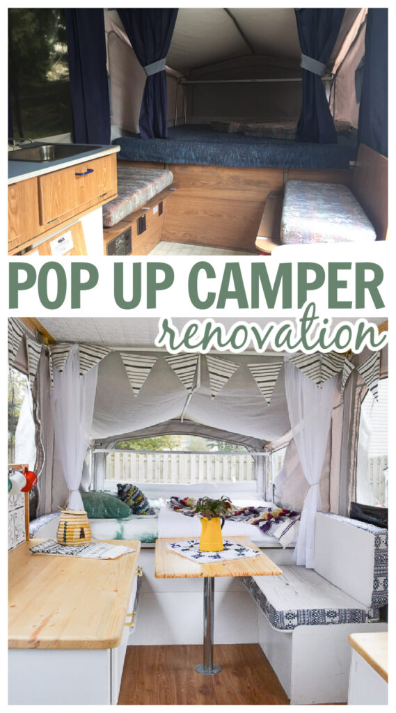 pop up camper remodel before and after from 1994 pop up to white and colorful 