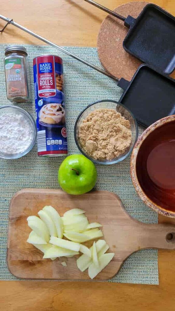 camping apple pie in a pie iron