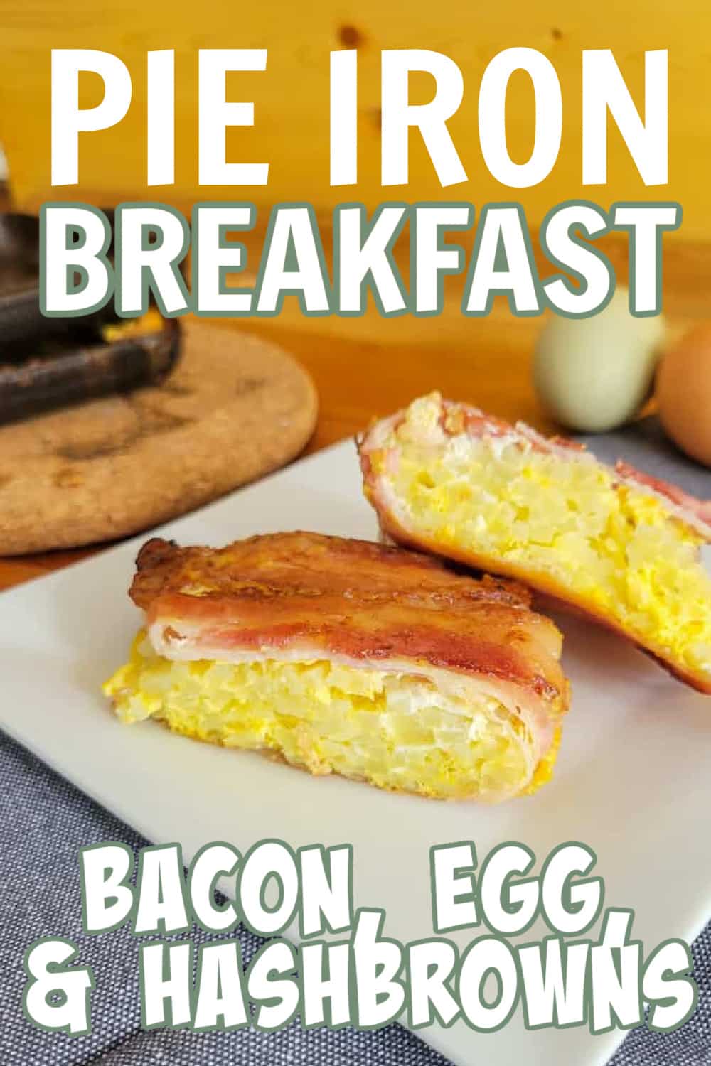 Pie Iron Breakfast Bake with Eggs, Hashbrowns and Bacon Refresh Camping