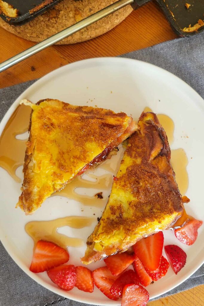 breakfast camping recipe made in pie iron strawberry french toast hobo pie