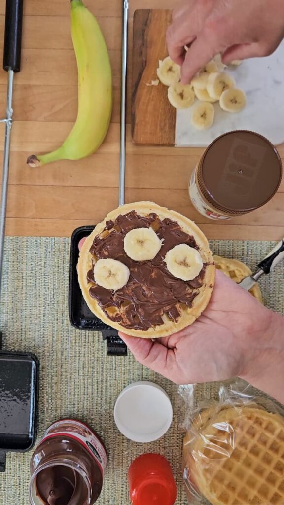 waffles with nutella and bananas for camping breakfast recipe
