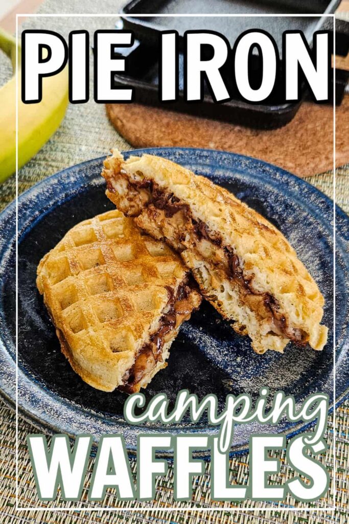 camping waffle hobo pie recipe with frozen waffles in a pie iron