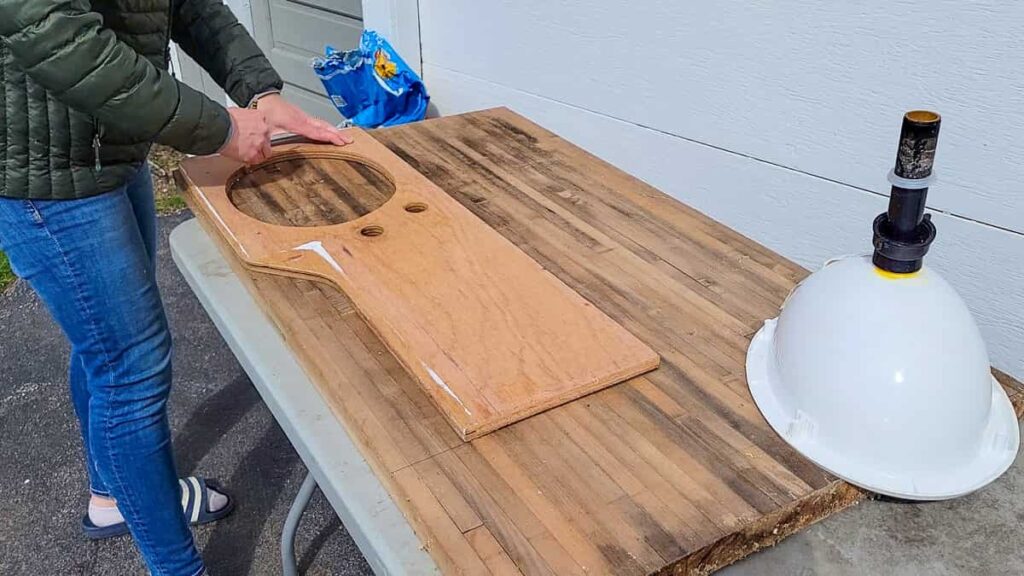 how to add wood counter in RV bathroom