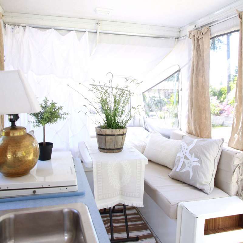 camper makeover with diy slipcovers and beach feel