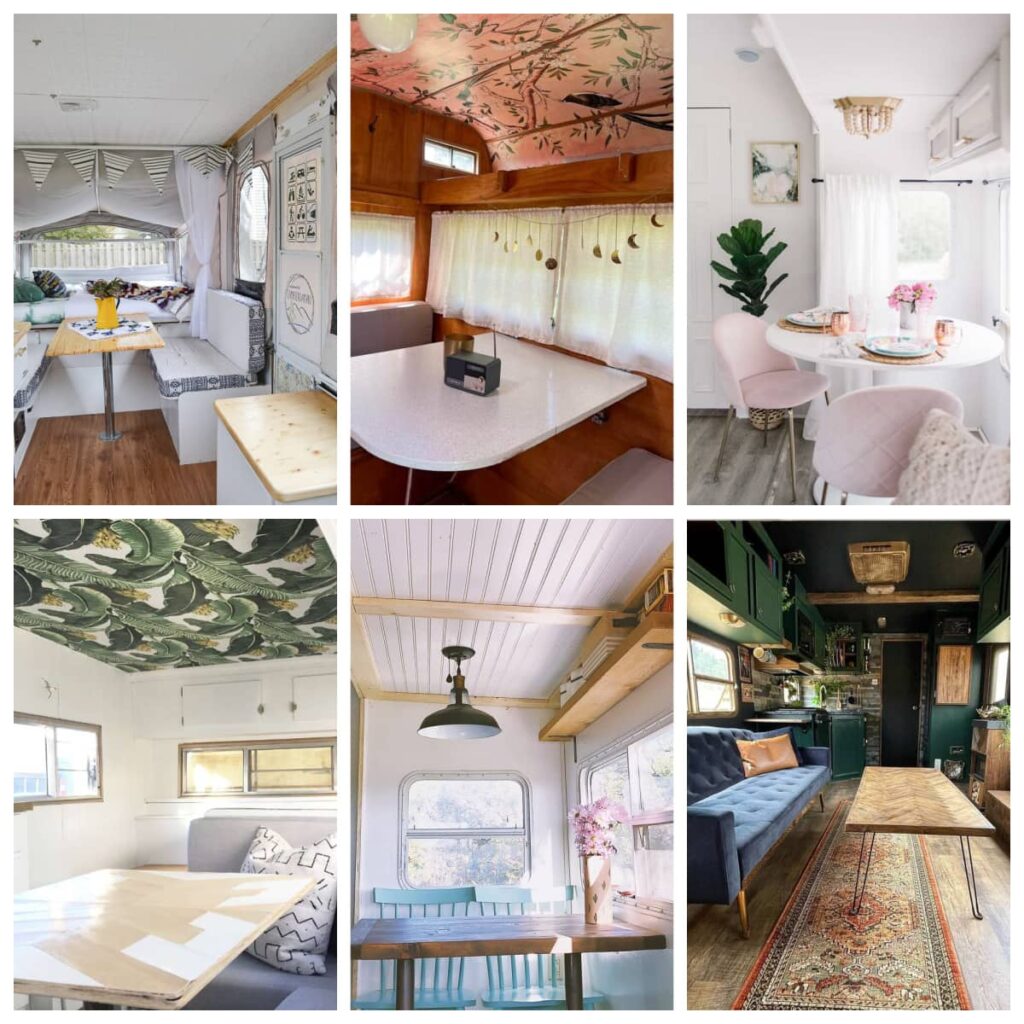 collage of ideas ways to update an RV ceiling ideas