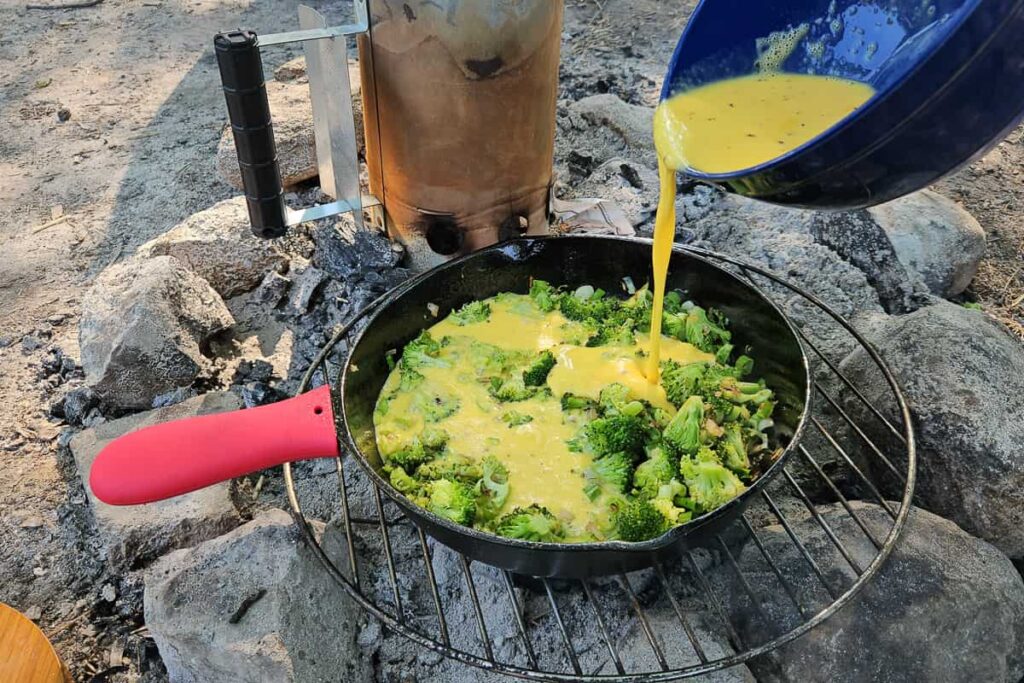 cast iron skillet frittata with broccoli