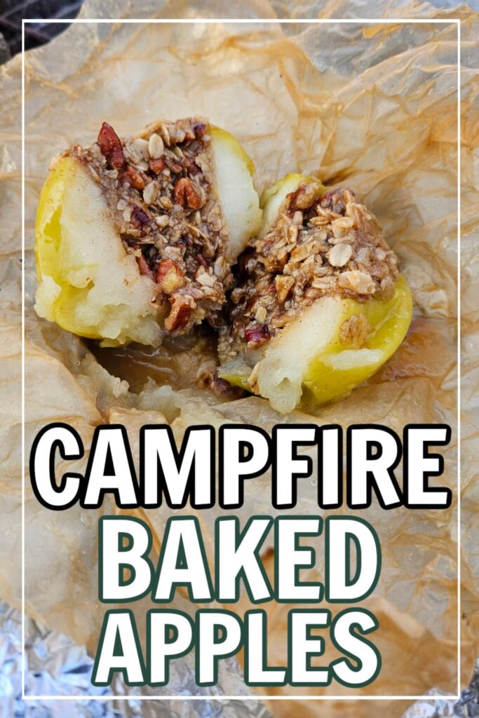 campfire baked apples with pecans, oats, brown sugar butter and cinnamon