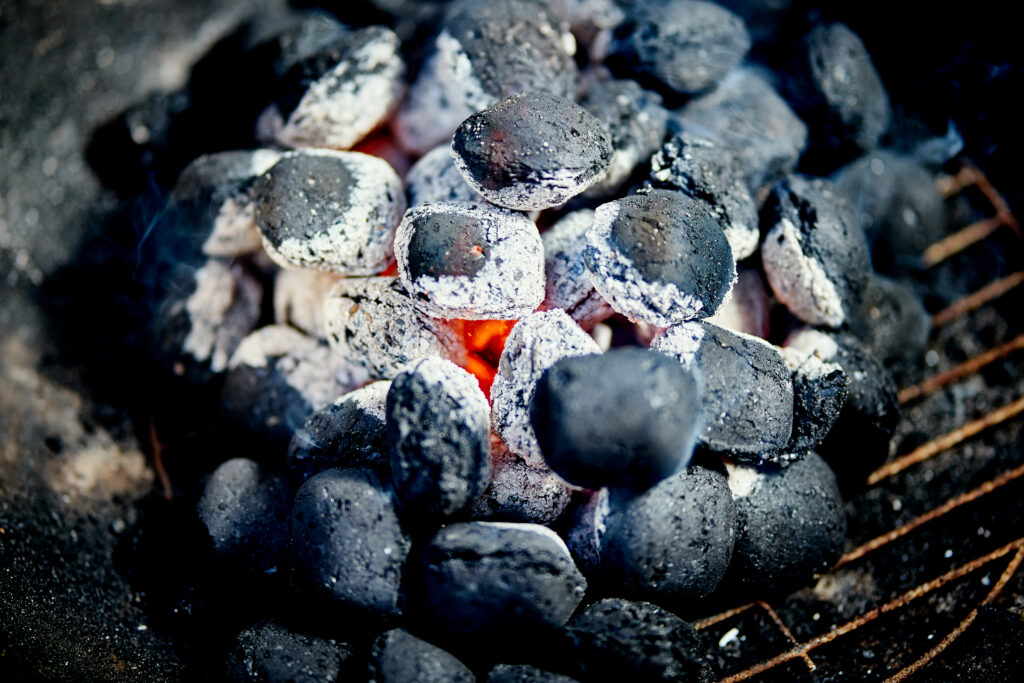 bring charcoal on camping trip for easy cooking with cast iron