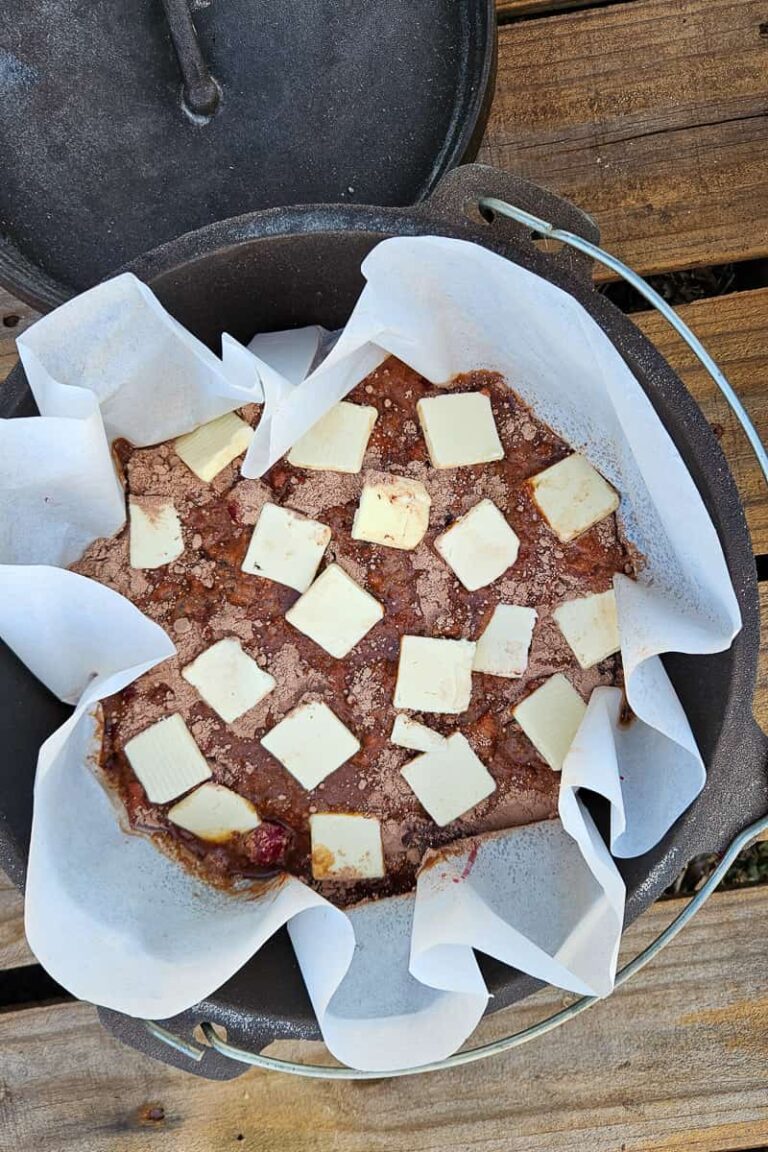Campfire Cherry Berry Chocolate Dump Cake Refresh Camping