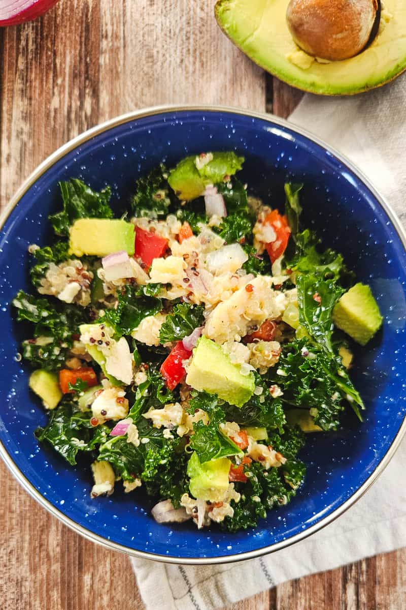 Kale Quinoa Salad with Chicken (Make Ahead Camping Salad)