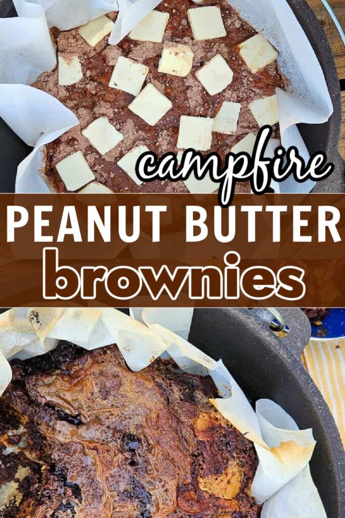 camping dessert dutch oven brownies with peanut butter