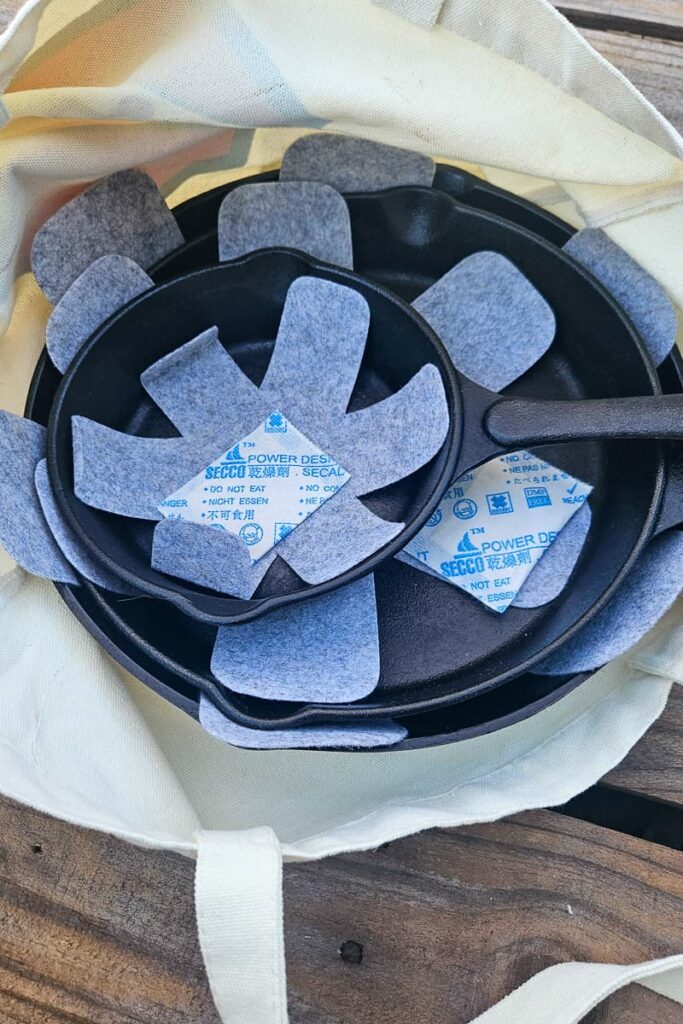 trick for storing cast iron cookware so it doesn't rust