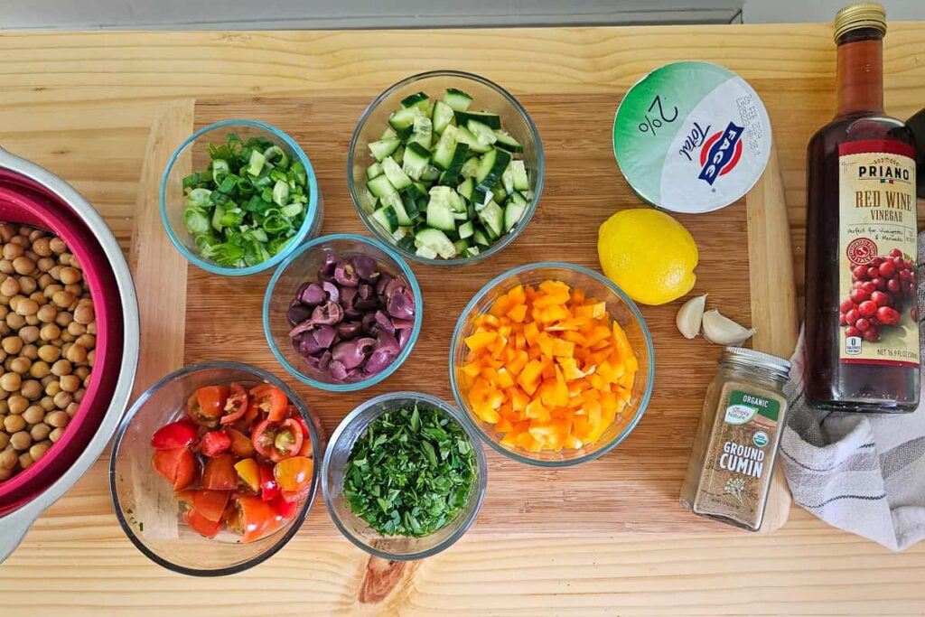 ingredients for garbanzo bean salad