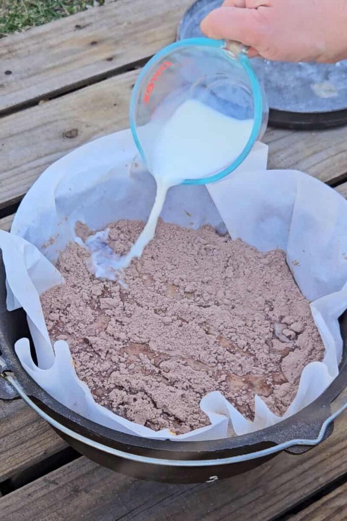 brownie dump cake camping recipe
