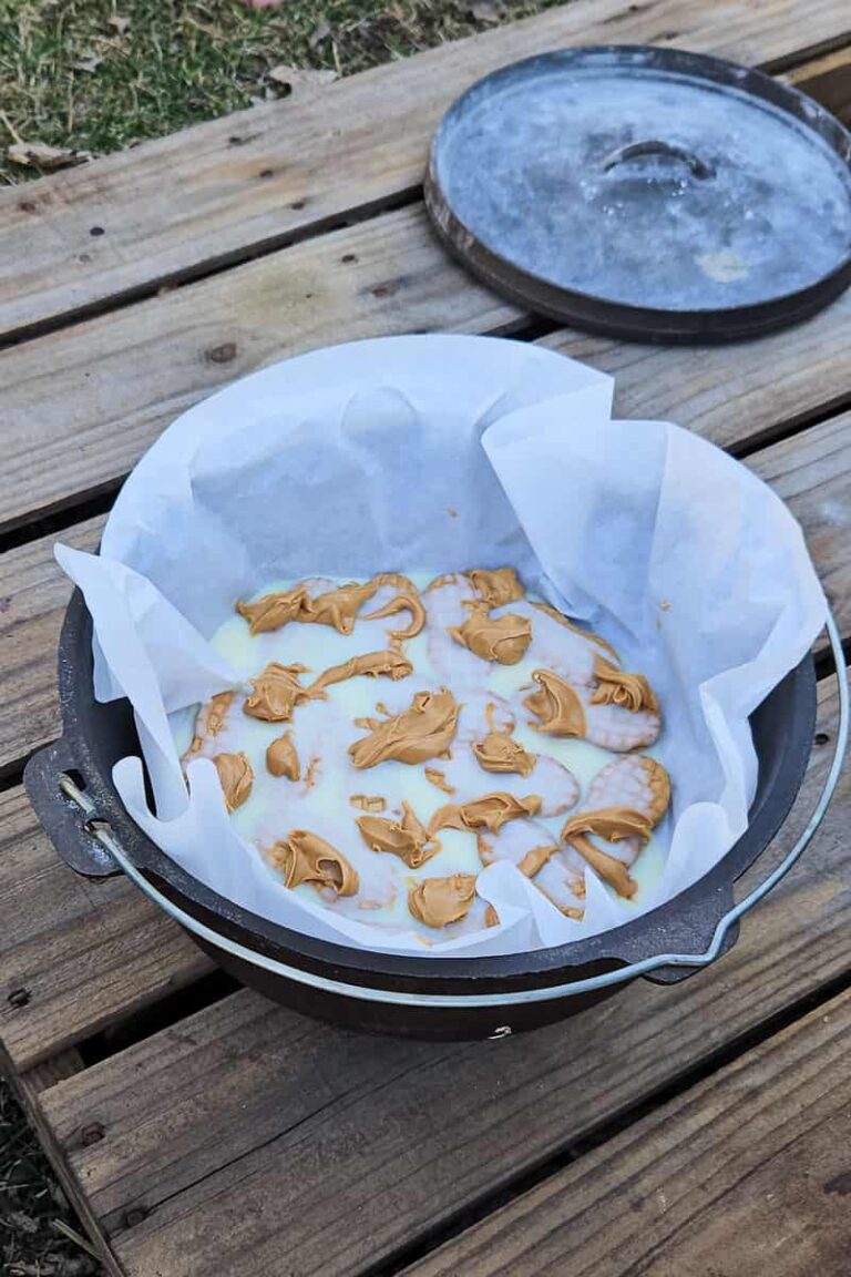Peanut Butter Brownie Dutch Oven Dump Cake Refresh Camping