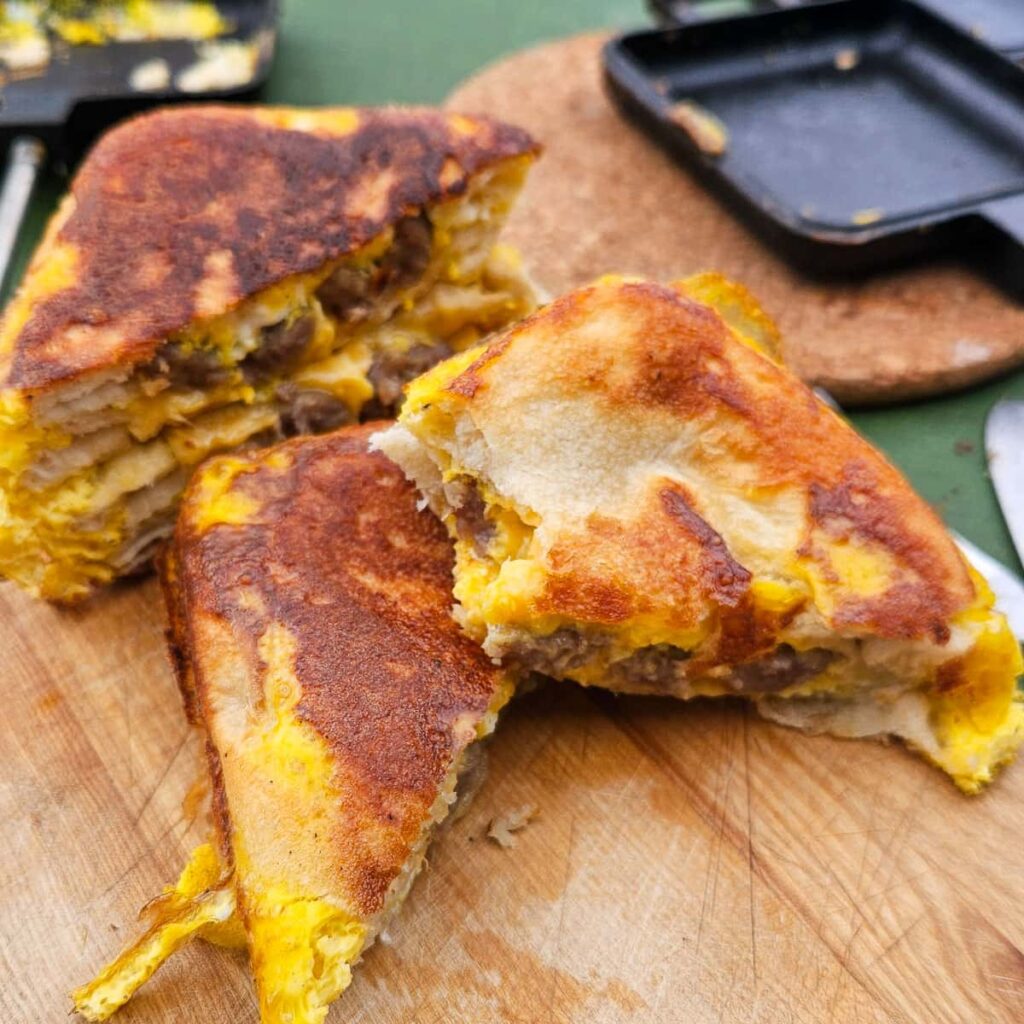 Sausage Egg Biscuit Breakfast Hobo Pie - Refresh Camping