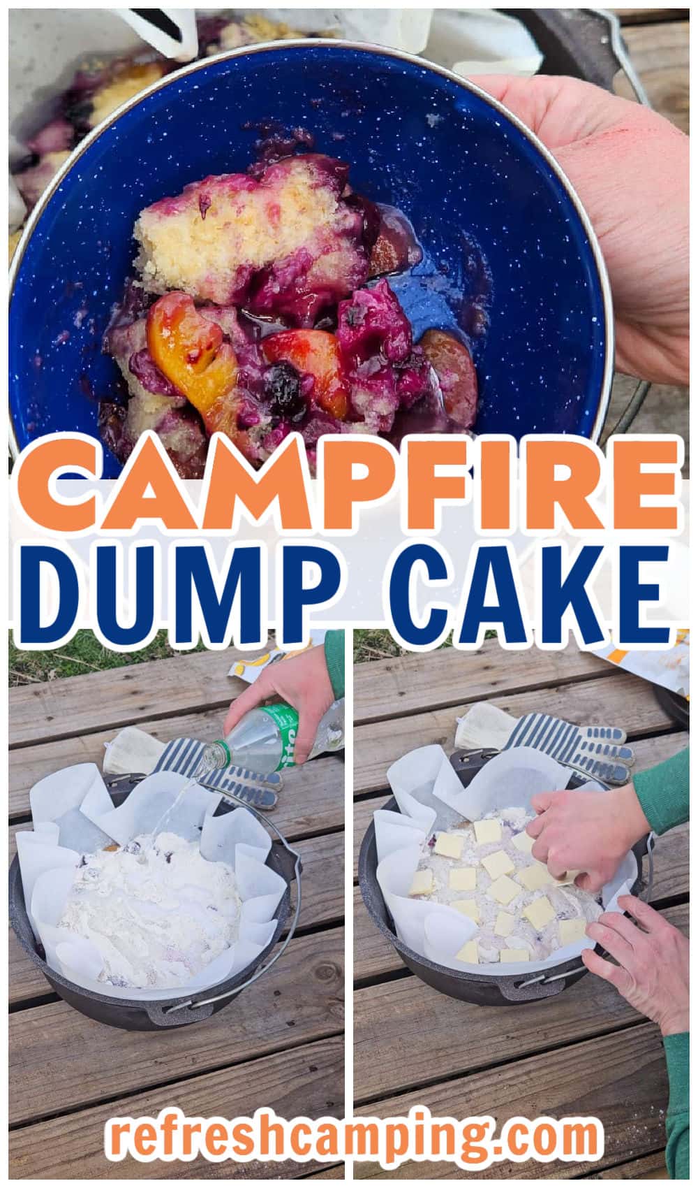 Peach Blueberry Dutch Oven Cake Refresh Camping