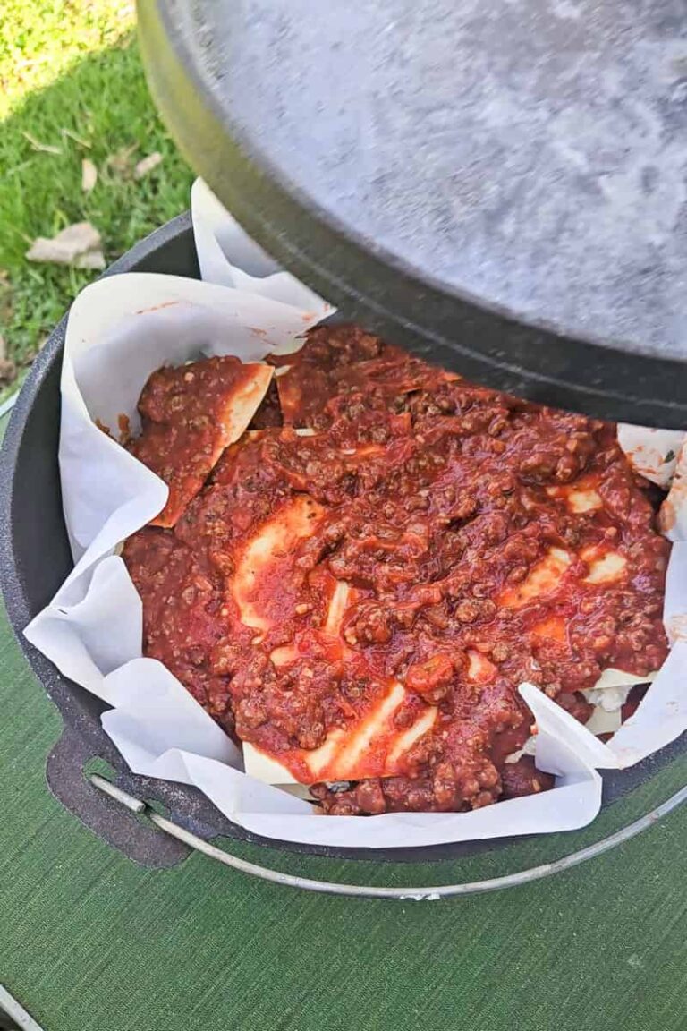 Delicious Dutch Oven Campfire Lasagna Refresh Camping