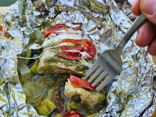Caprese Chicken Foil Packs for Campfire or Grill - Refresh Camping