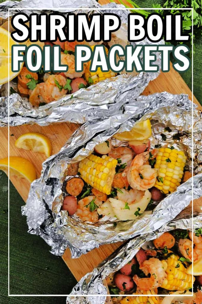 Try this easy foil packet dinner filled with shrimp, potatoes, corn, sausage and seasoning on your next camping trip.