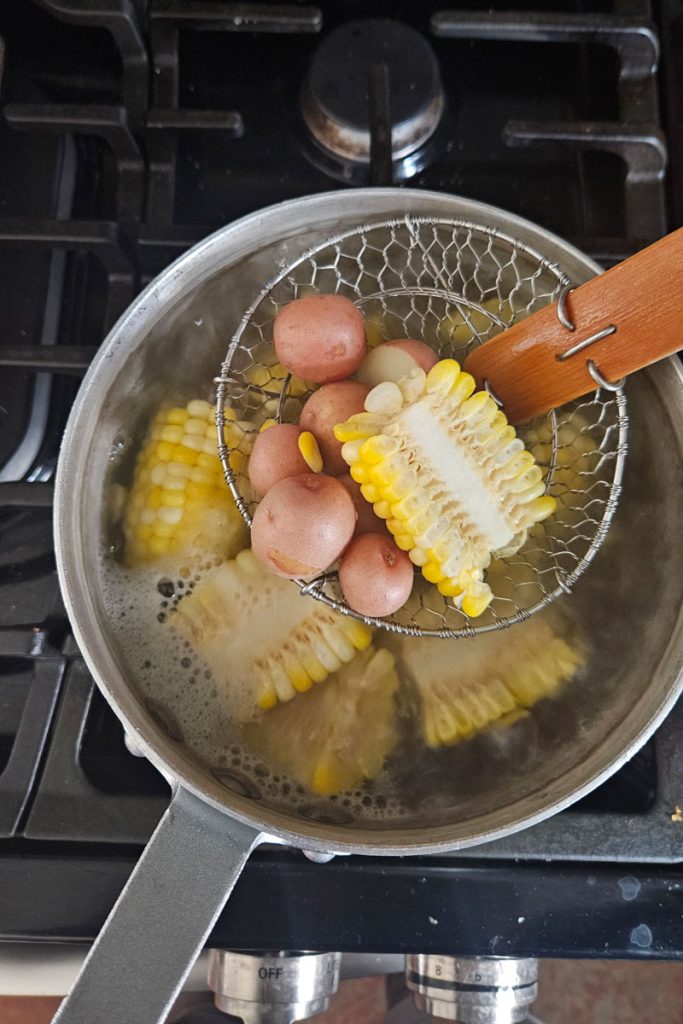 pre boil potatoes and corn in shrimp foil packet recipe