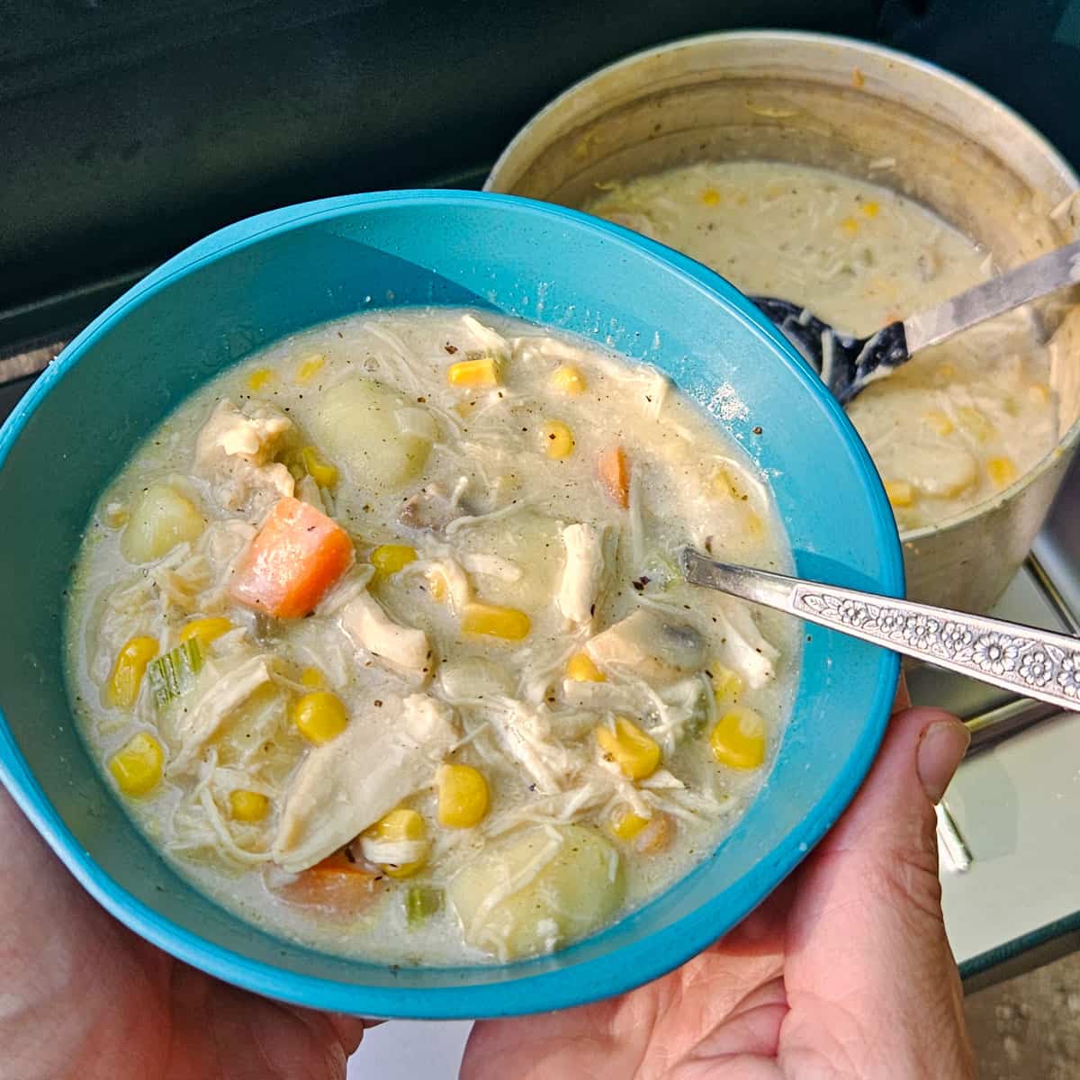 one pot camping dinner chicken pot pie gnocchi